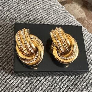 Joan Rivers Gold Crystal Knot Earrings